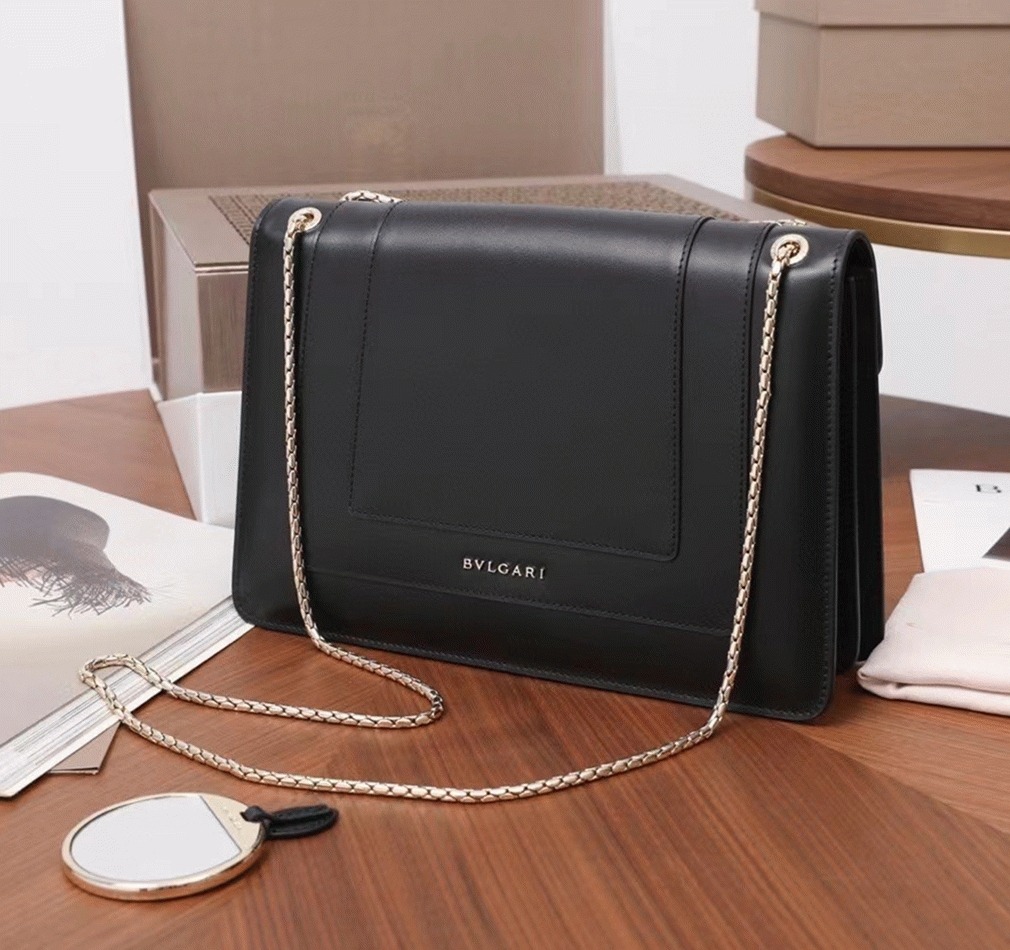 Replica Bvlgari Serpenti Forever Large Shoulder Bag Black Calfskin