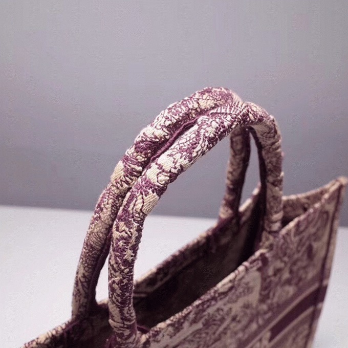 Dior Large Book Tote Bag Fake in Bordeaux Toile de Jouy Embroidery