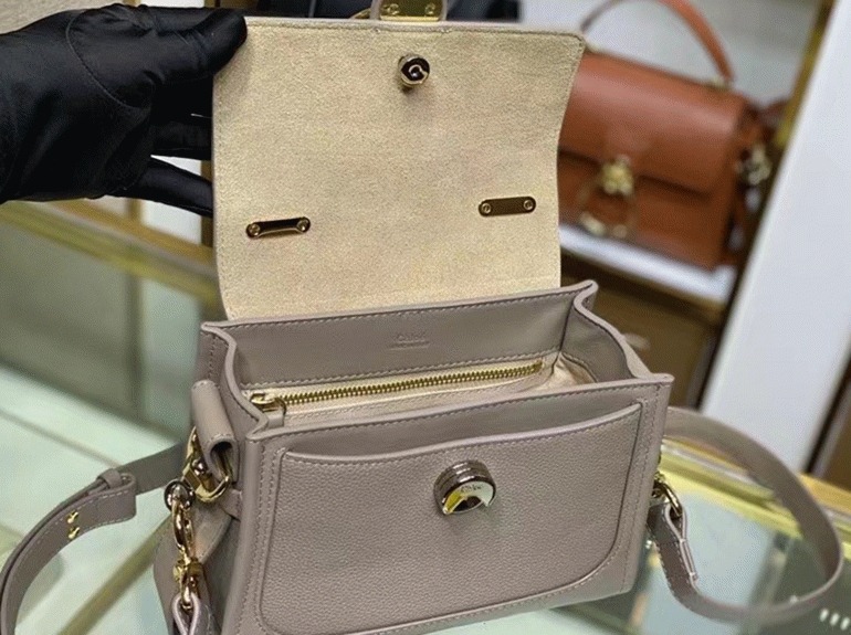 Top Quality Fake Chloe Mini Tess Day Bag In Grey Grained Leather