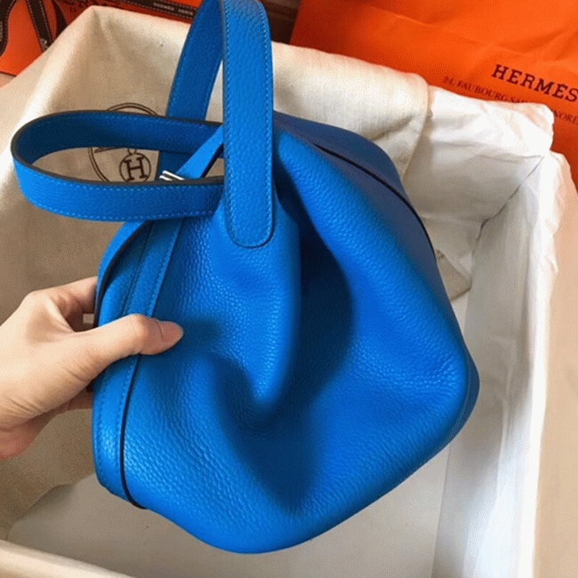 Top quality blue hydra fake Hermes Picotin Lock 18cm handbag