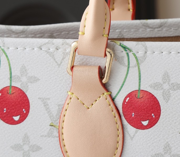 LV X TM Monogram Cherry Canvas Onthego MM In White Style 2
