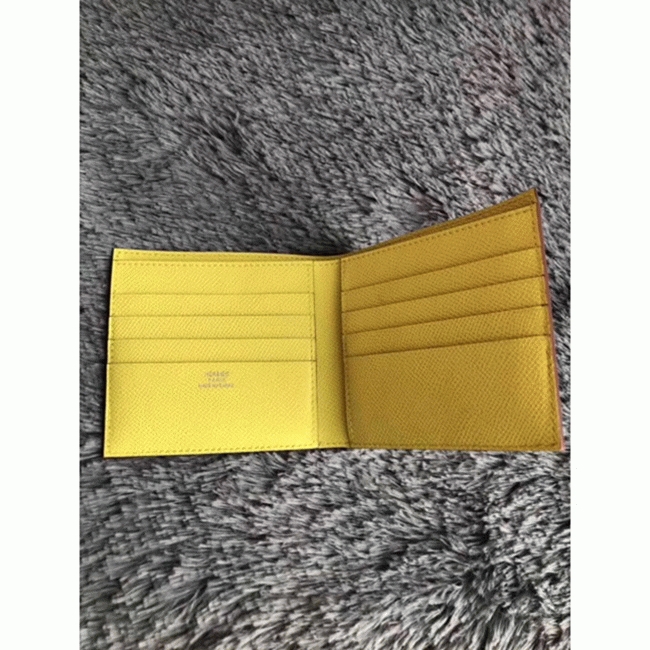 Yellow knockoff Hermes Copernic compact wallet