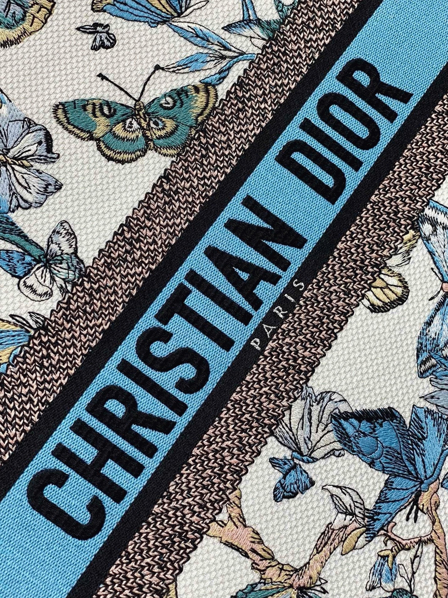 Dior Large Book Tote Bag Replica in White and Blue Toile de Jouy Mexico Embroidery