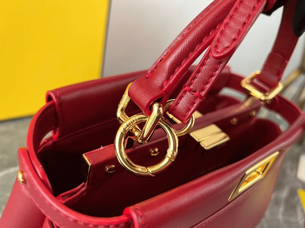 Top Quality Knockoff Fendi Peekaboo Mini Bag In Red Nappa Leather