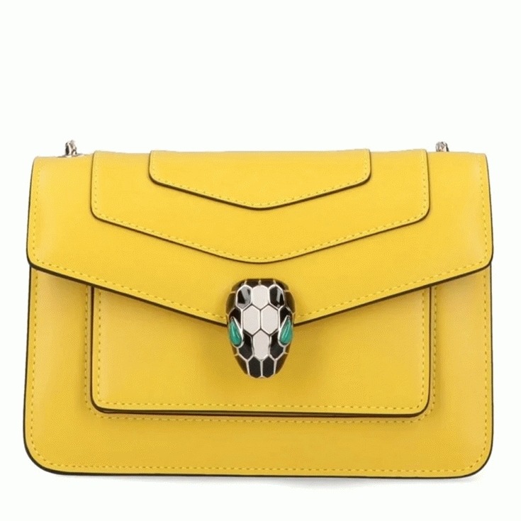 Replica Bvlgari Serpenti Forever Medium Shoulder Bag Yellow Calfskin