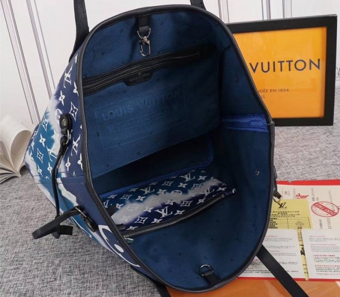 Louis Vuitton Seasonal Escale Neverfull MM Tote In Blue