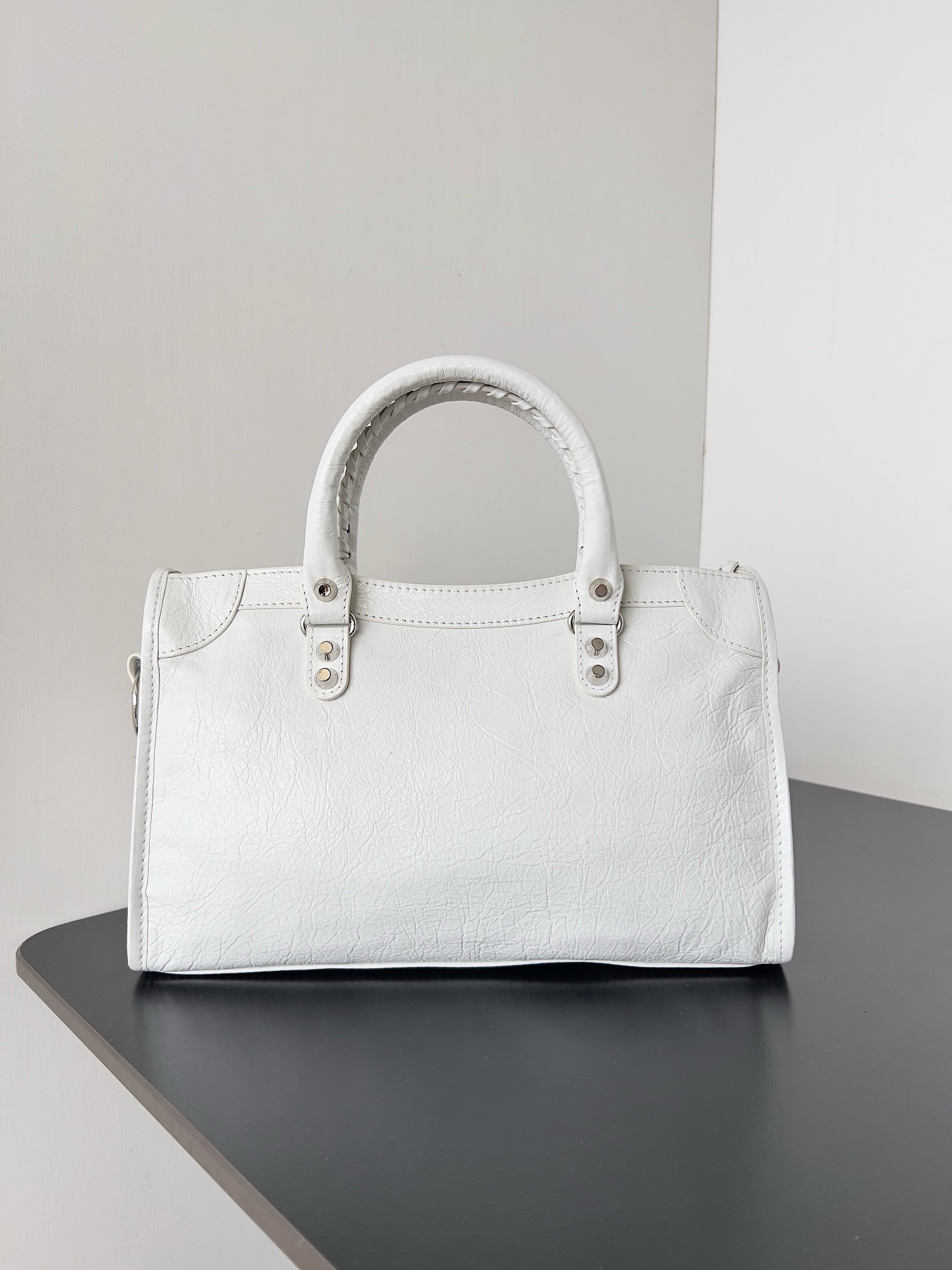 Knockoff Balenciaga Le City Small Bag White Arena Lambskin