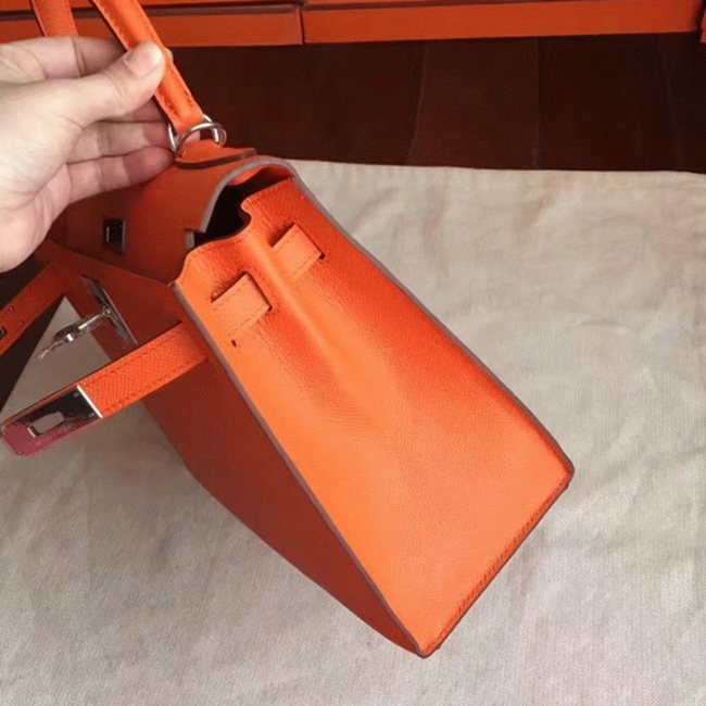 Orange Epsom Replica Hermes Kelly Sellier 28cm Bright Handbag
