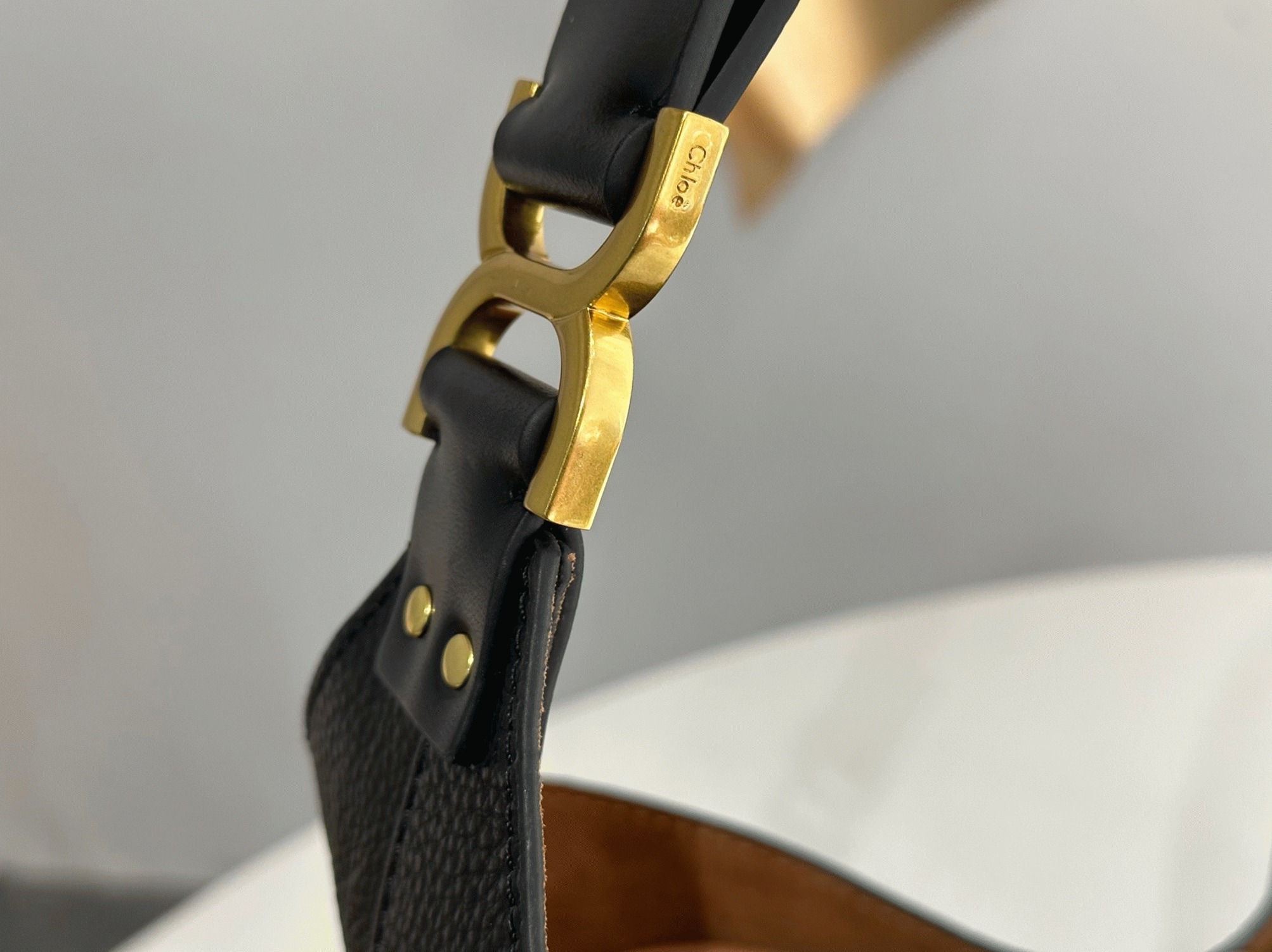 Top Quality Knockoff Previous Previous Chloe Marcie Hobo Bag in Black Grained Leather