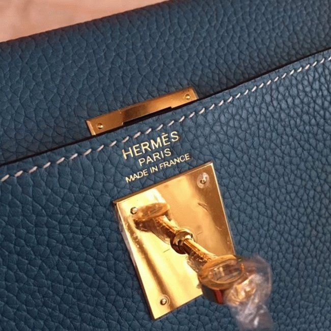 Blue Jean Clemence Replica Hermes Kelly Retourne 32cm Elegant Purse