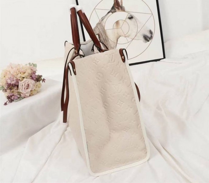 Louis Vuitton Monogram Empreinte Giant Onthego GM Tote In Cream – Brown