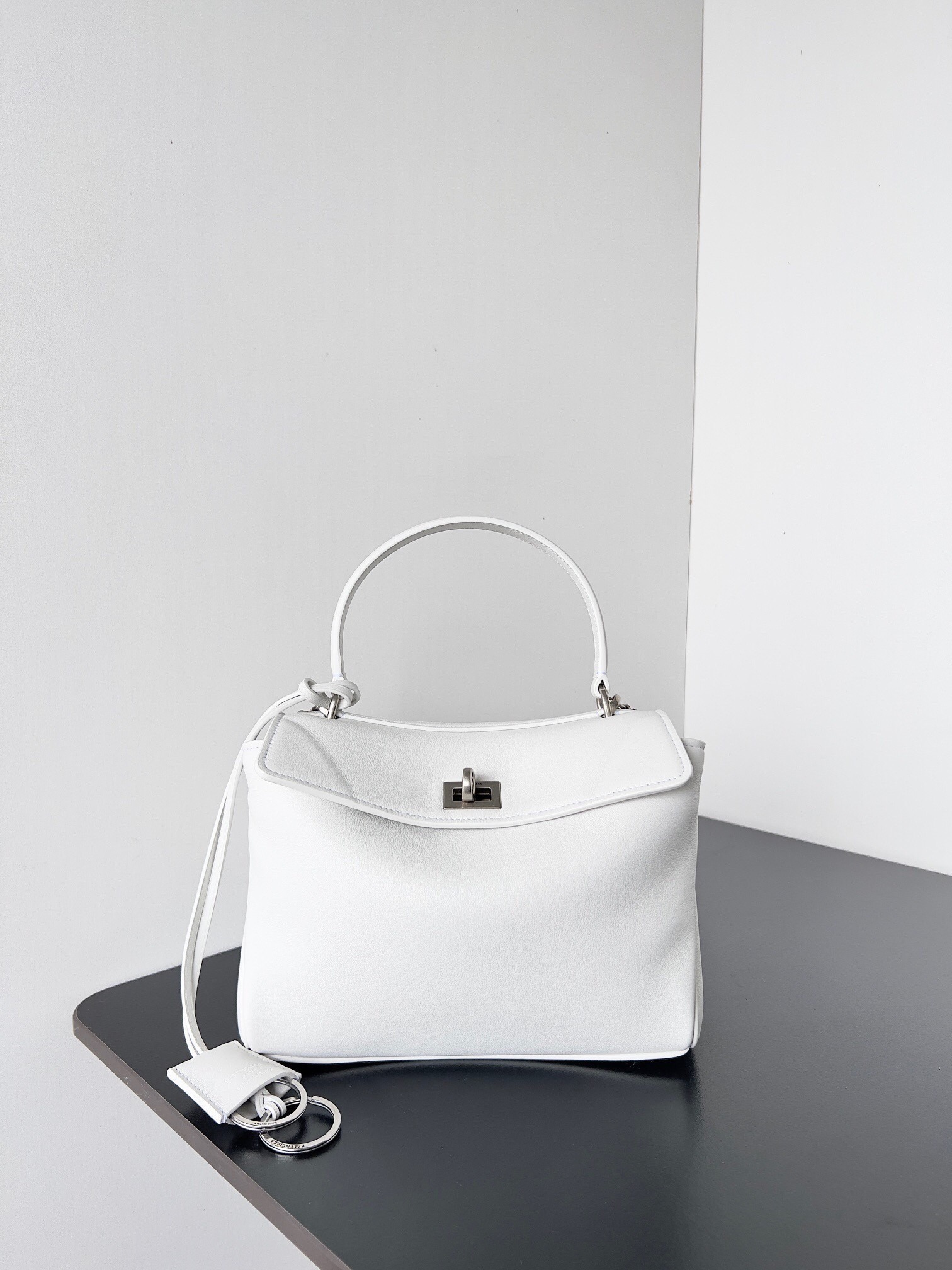 Balenciaga White Rodeo Crocodile Embossed Calfskin Replica Large Bag