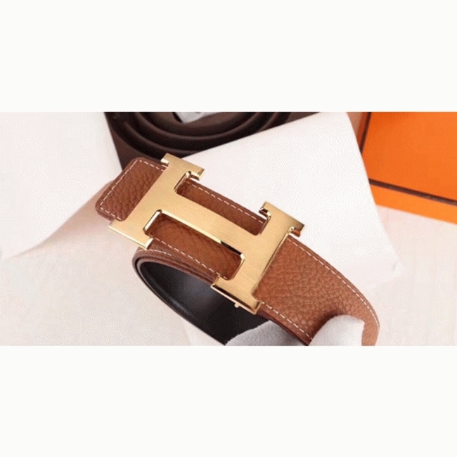 Fake Hermes H-shaped belt buckle in brown
