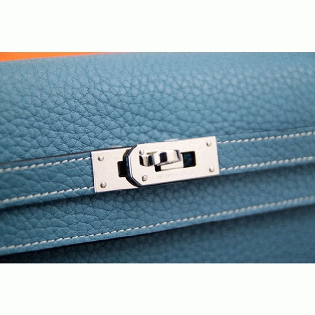Jean blue knockoff Hermes Kelly Longue wallet