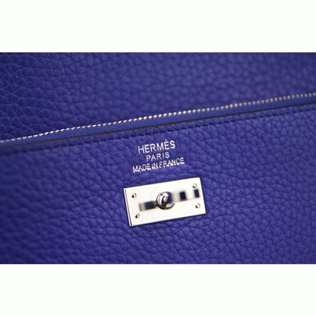 Electric blue 1:1 replica Hermes Kelly Longue wallet