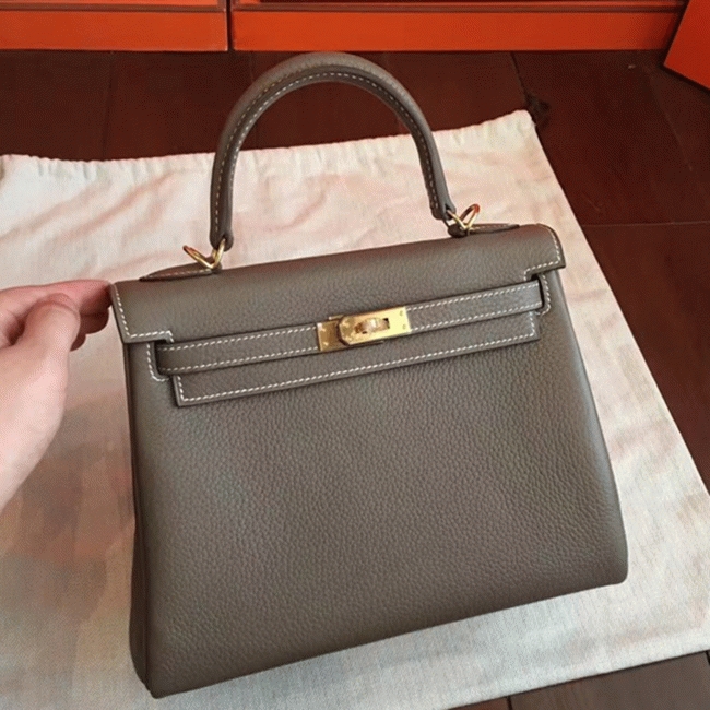 Etoupe Clemence Fake Hermes Kelly 25cm Stylish Handbag