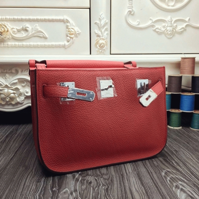 Large red fake Hermes Jypsiere 34cm handbag