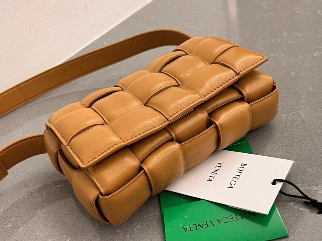Faux Bottega Veneta Small Padded Cassette Bag Camel