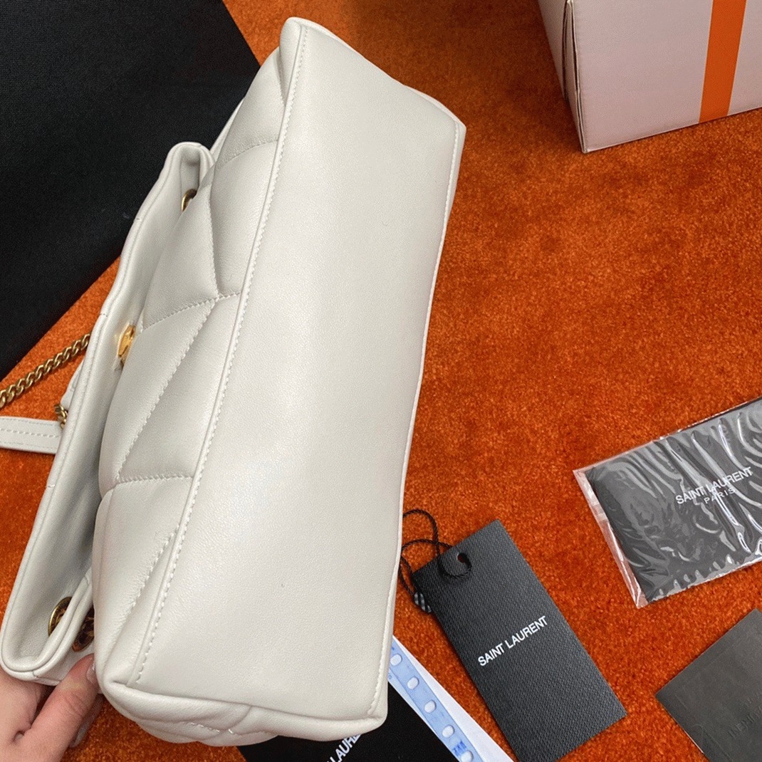 Replica Saint Laurent Puffer Small Chain Bag White Lambskin