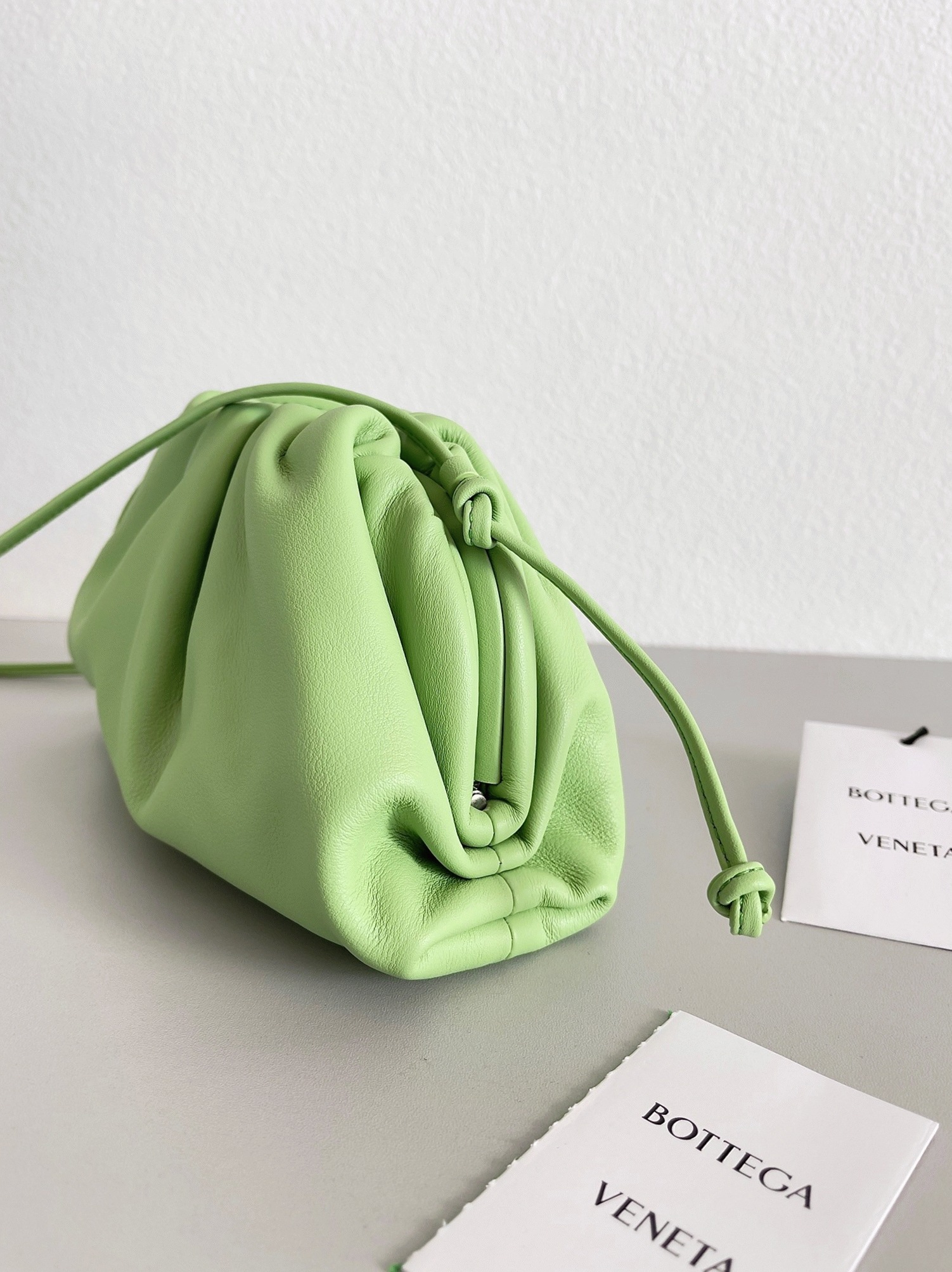 Fake Bottega Veneta Mini Pouch with Strap Pistachio