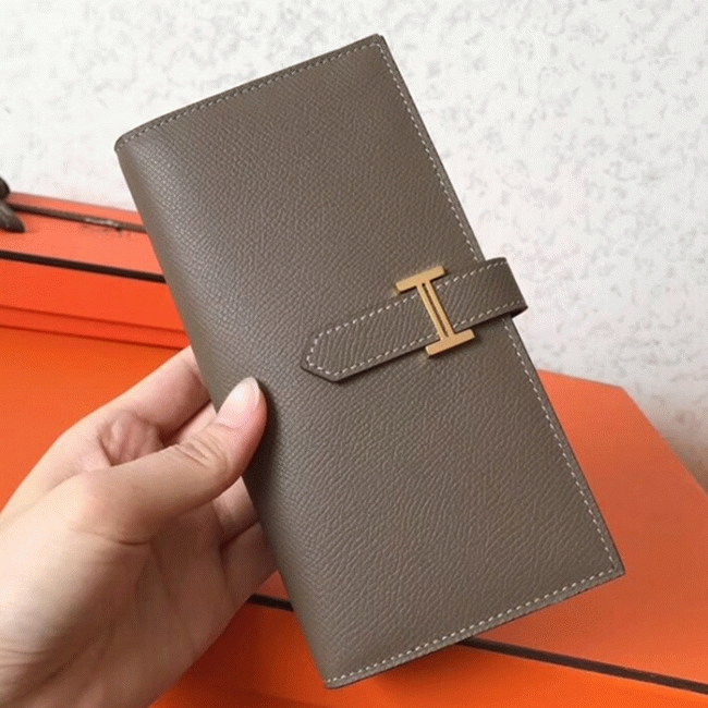 Taupe Epsom Fake Hermes Bearn Wallet
