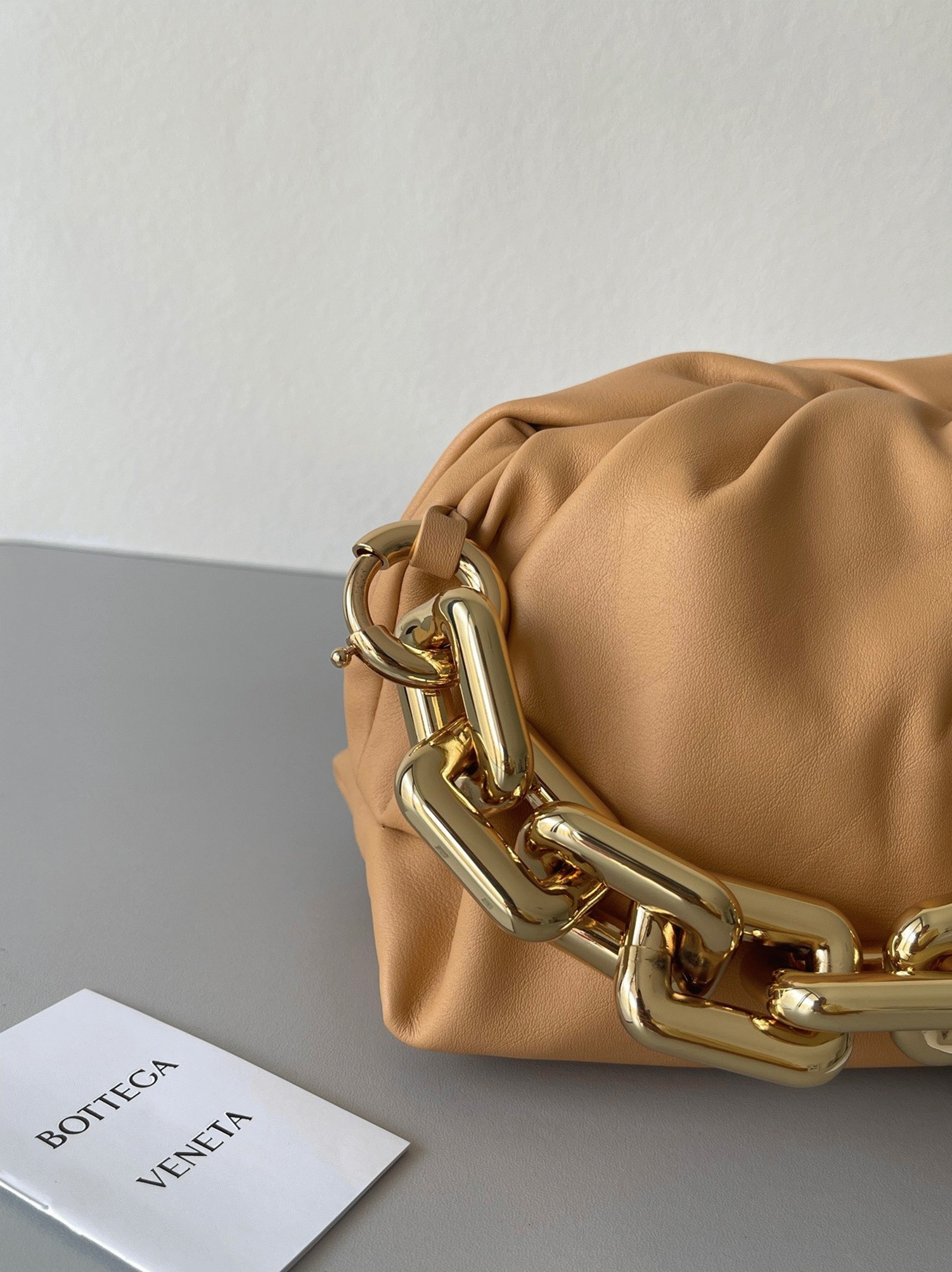 Fake Bottega Veneta The Chain Pouch Bag Almond
