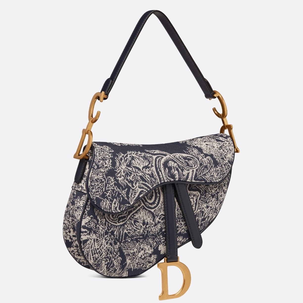 Dior Saddle Bag Knockoff in Blue Toile de Jouy Reverse Jacquard