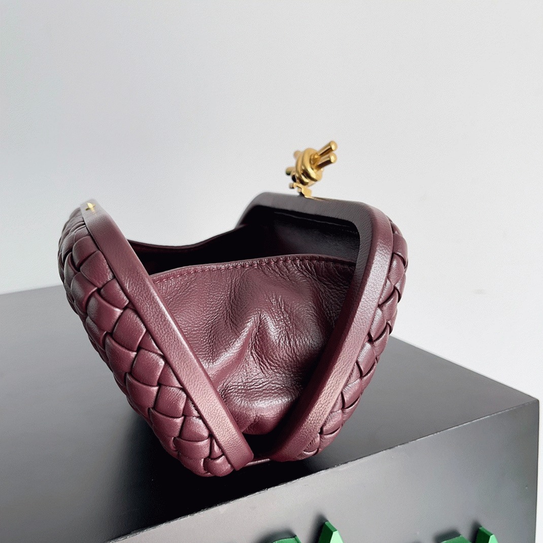 Fake Bottega Veneta Knot Minaudiere Clutch Bordeaux