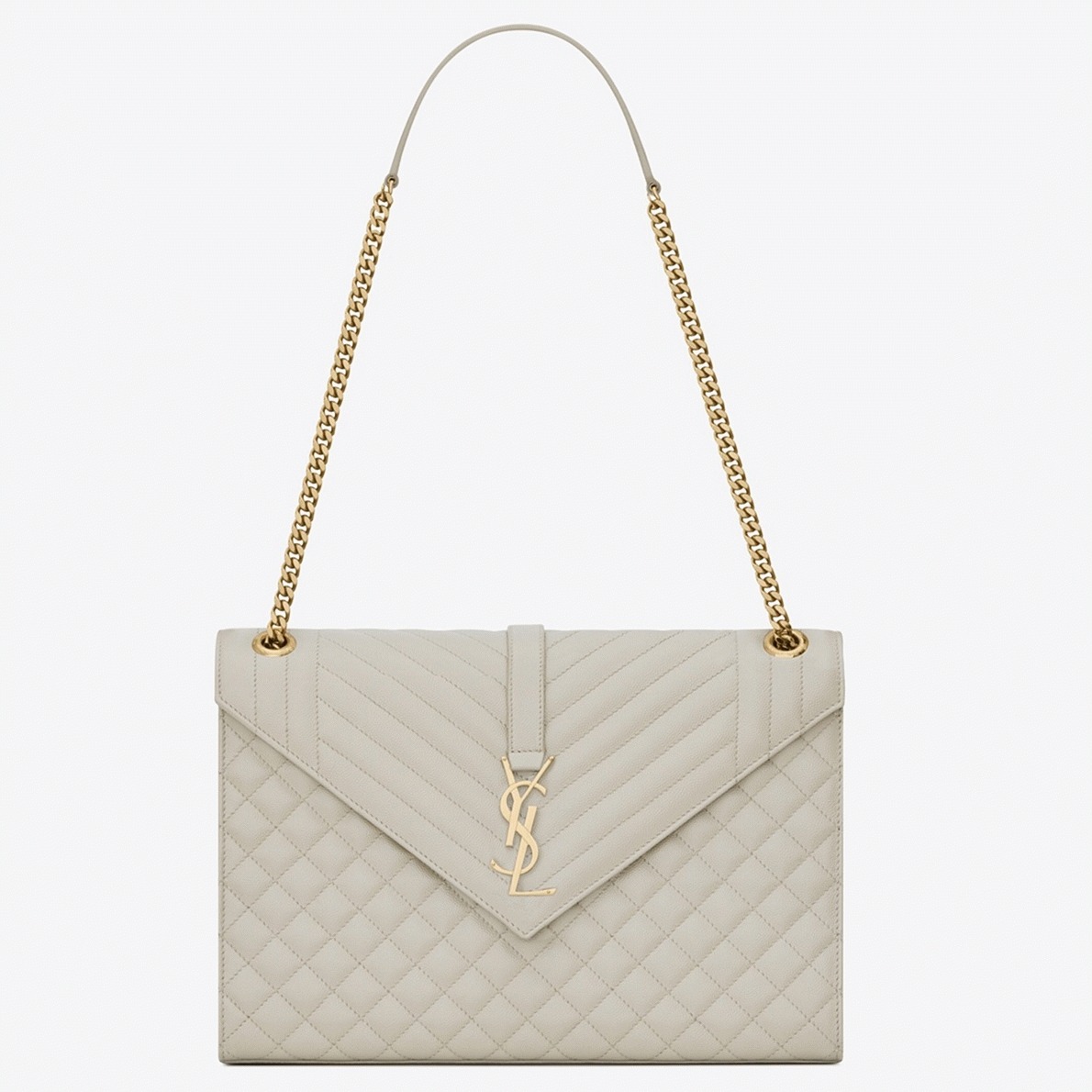 Fake Saint Laurent Envelope Large Bag White