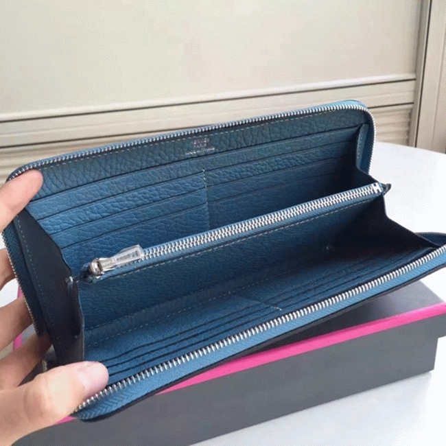 Blue Jean Fake Designer Hermes Wallet Azap Zipped