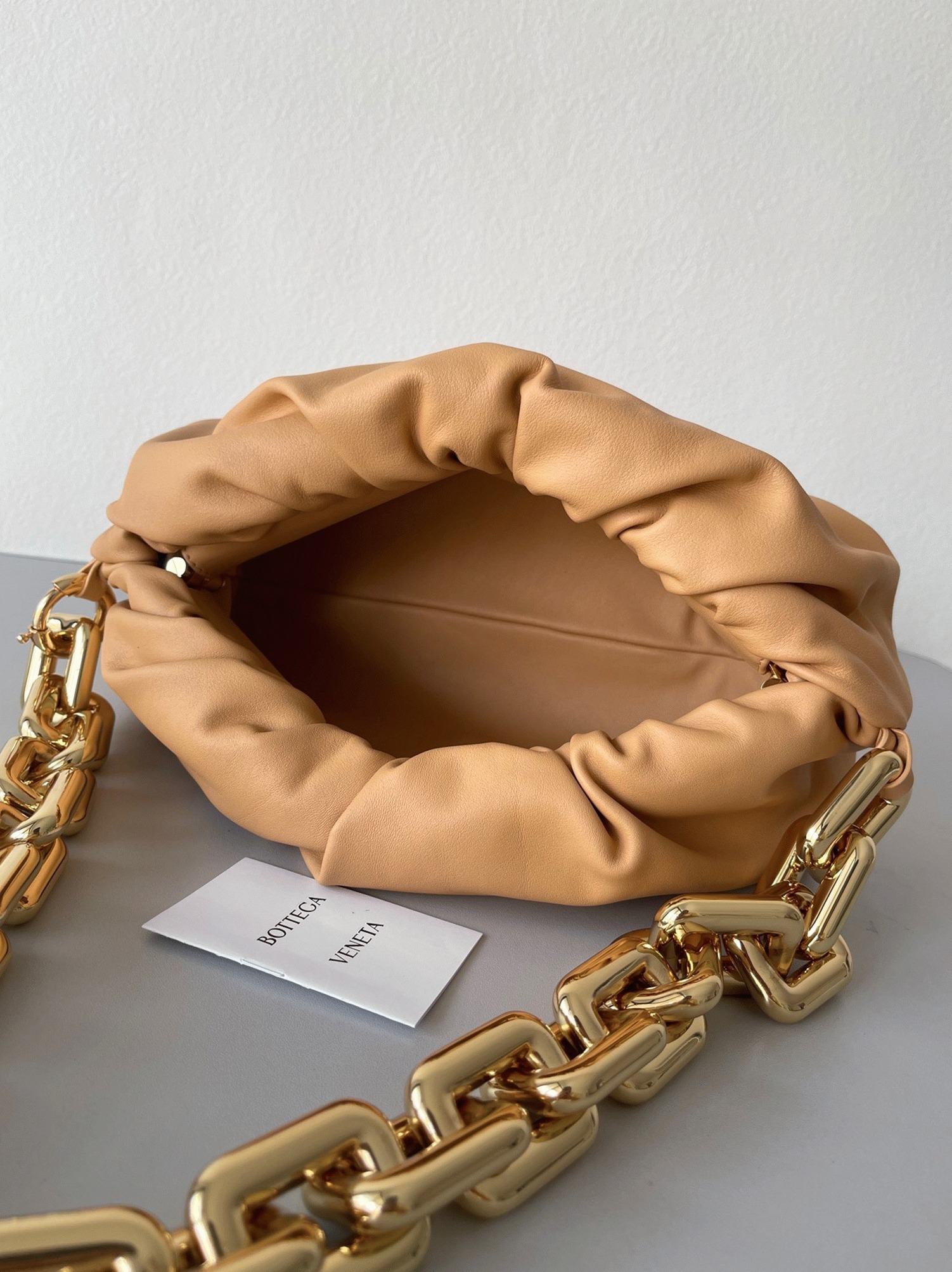Fake Bottega Veneta The Chain Pouch Bag Almond