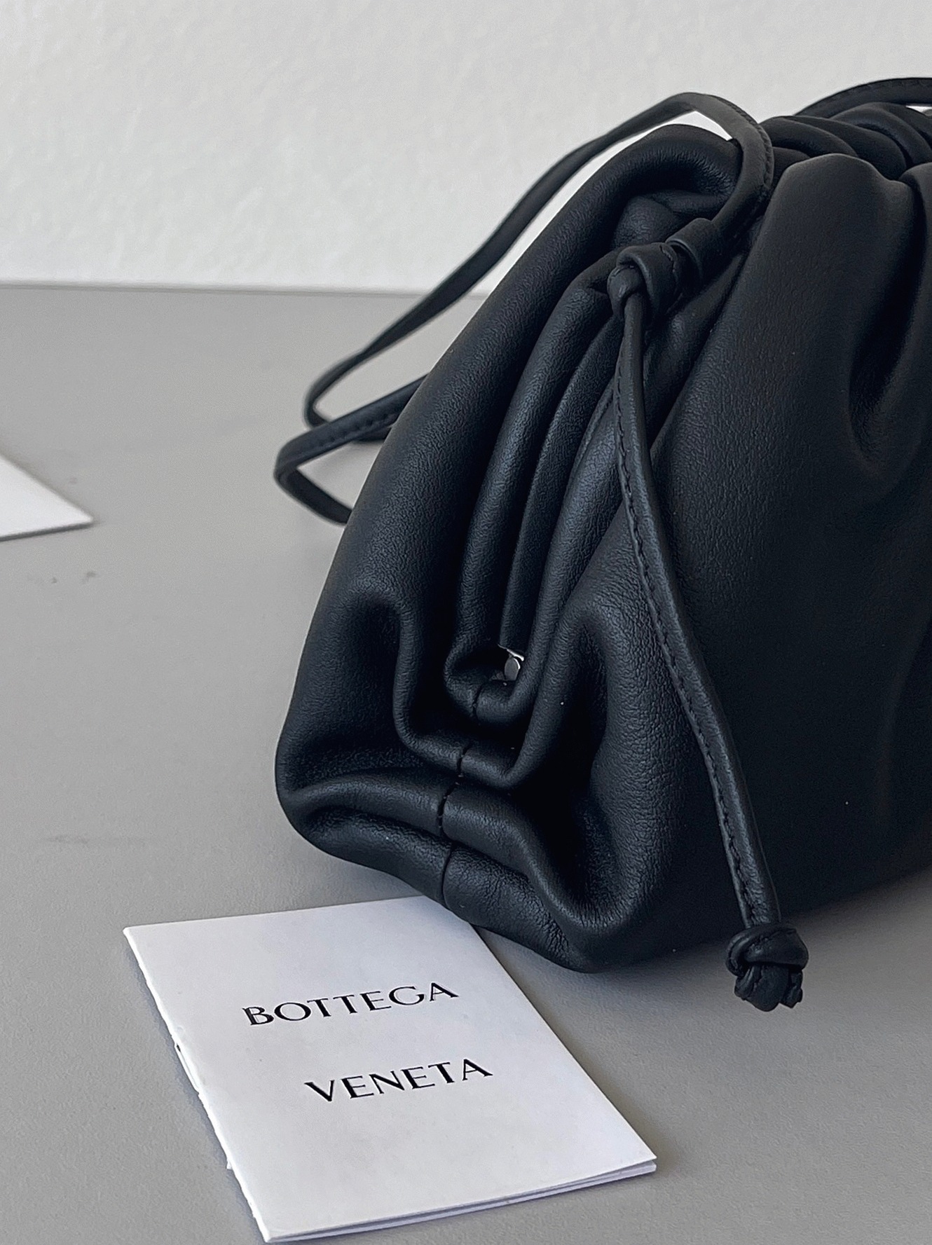 Knockoff Bottega Veneta Mini Pouch with Strap Black