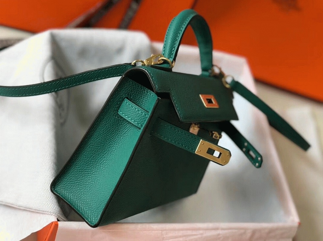 Hermes Kelly Mini II Bag Replica in Vert Vertigo