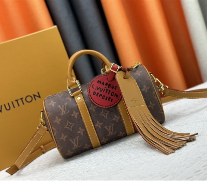 Louis Vuitton Monogram Dust Canvas Keepall Bandouliere 25 City Bag In Aged Natural