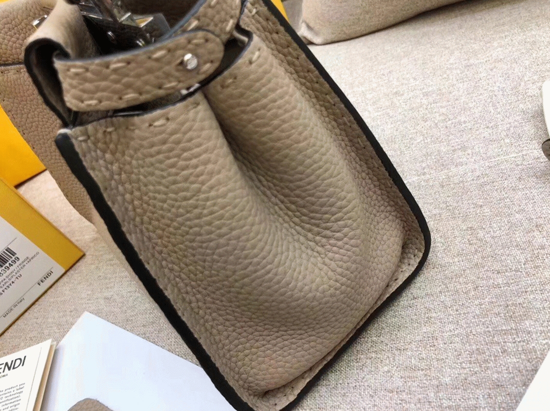 Top Quality Knockoff Fendi Peekaboo Mini Selleria Grey Bag with Python Leather Handle