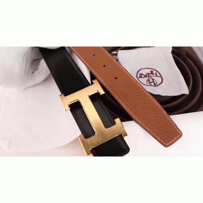 Fake Hermes H-shaped belt buckle in brown
