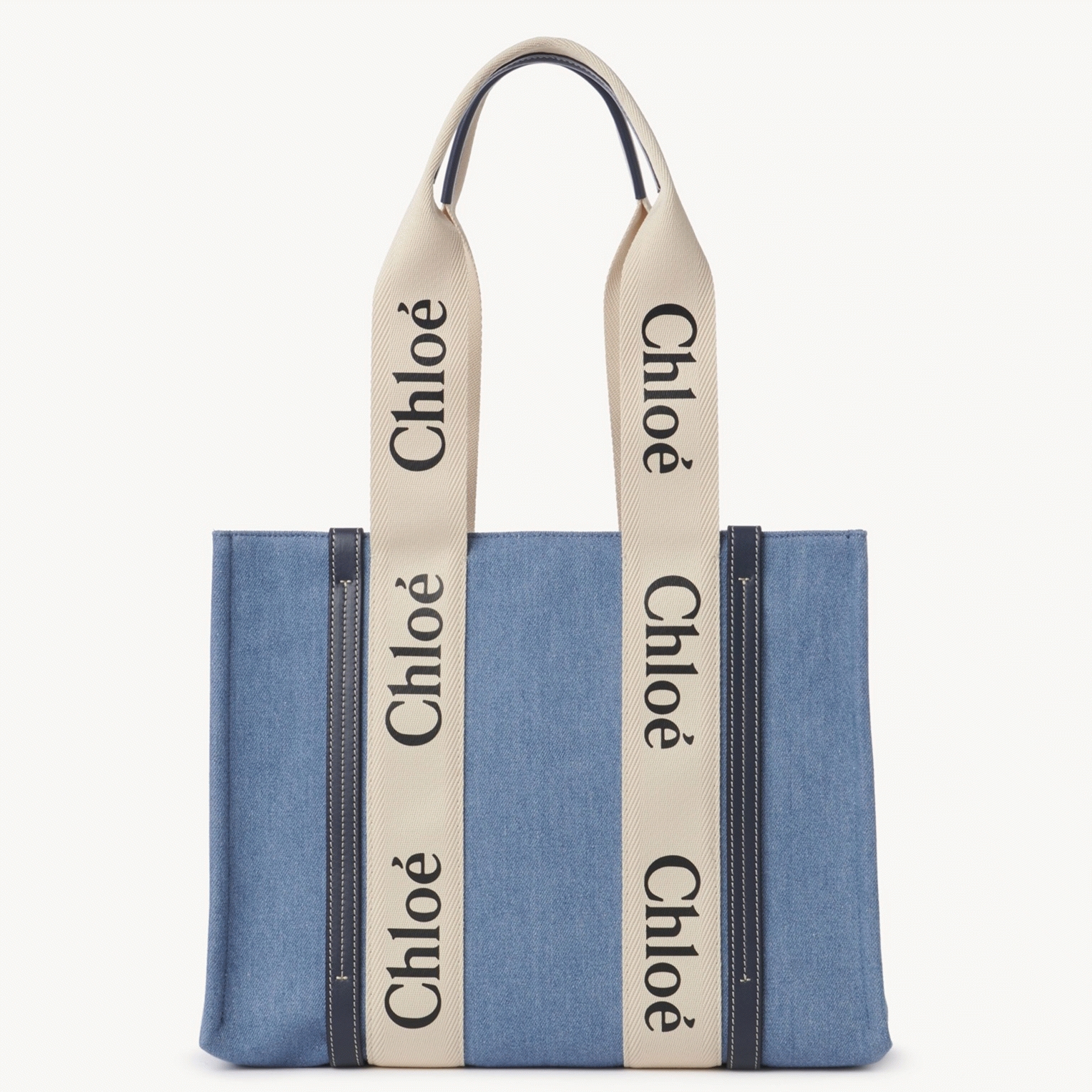 Top Quality Knockoff Chloe Medium Woody Tote Bag in Deadstock Denim
