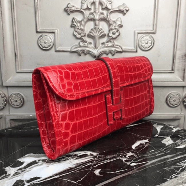 Red fake Hermes Jige Elan 29 clutch bag