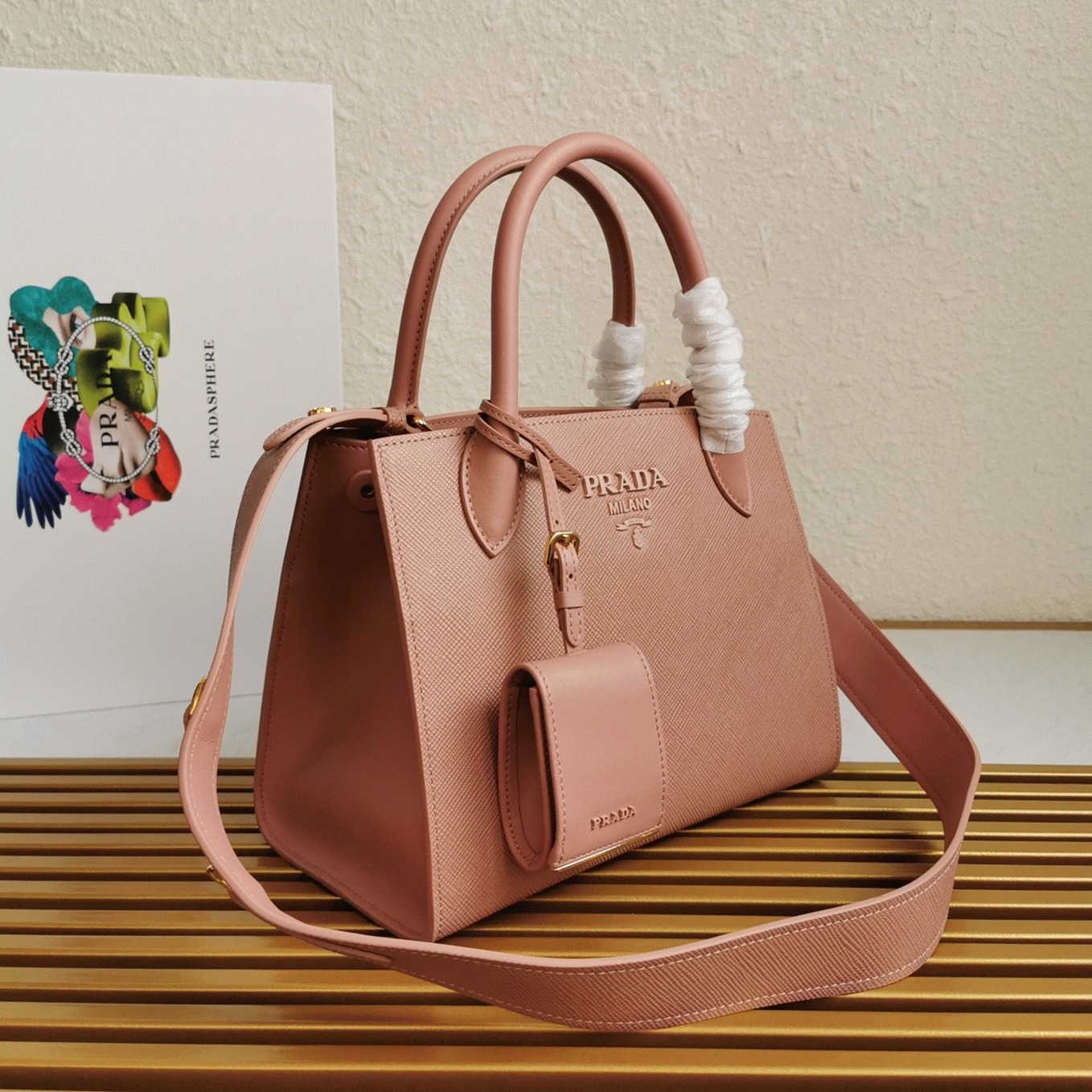 Prada Monochrome Small Bag Replica in Pink