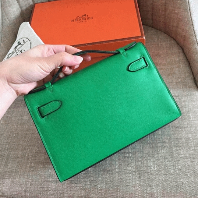 Bamboo Epsom Knockoff Hermes Kelly Pochette Nature-Tone Bag