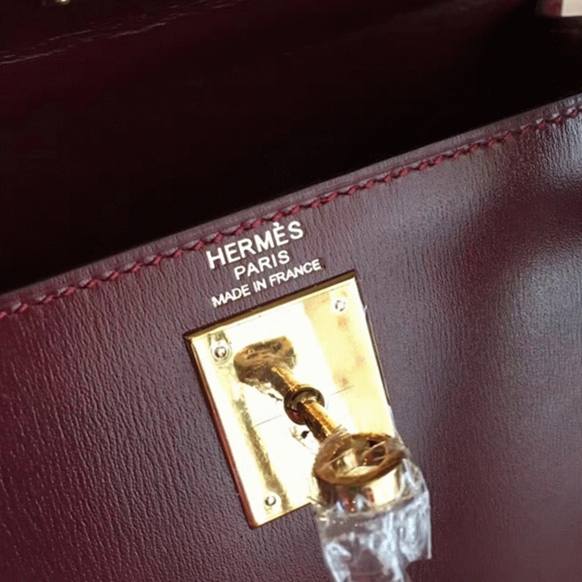 Bordeaux Box Fake Designer Hermes Kelly Retourne 28cm Vintage-Inspired Bag