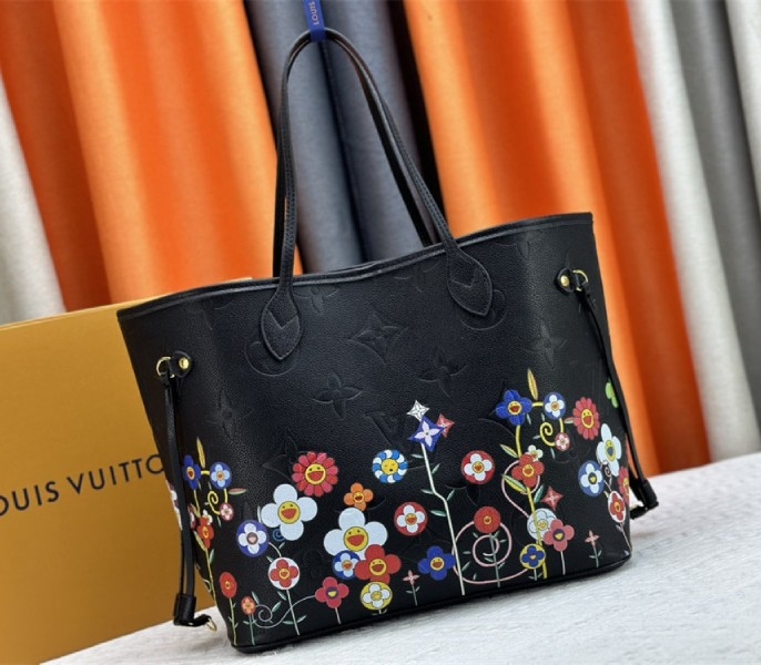 Louis Vuitton X TM Monogram Empreinte Neverfull MM In Black With Style 1