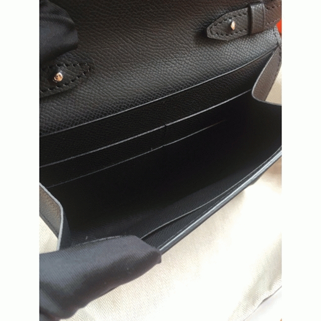 Black replica Hermes Clic wallet with strap