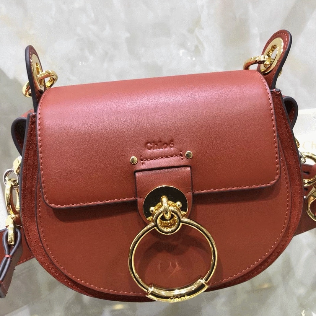 Top Quality Fake Chloe Small Tess Shoulder Bag In Caramel Calfskin