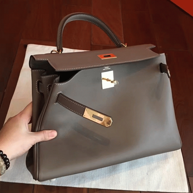 Etoupe Swift Copy Luxury Hermes Kelly Retourne 32cm Handbag