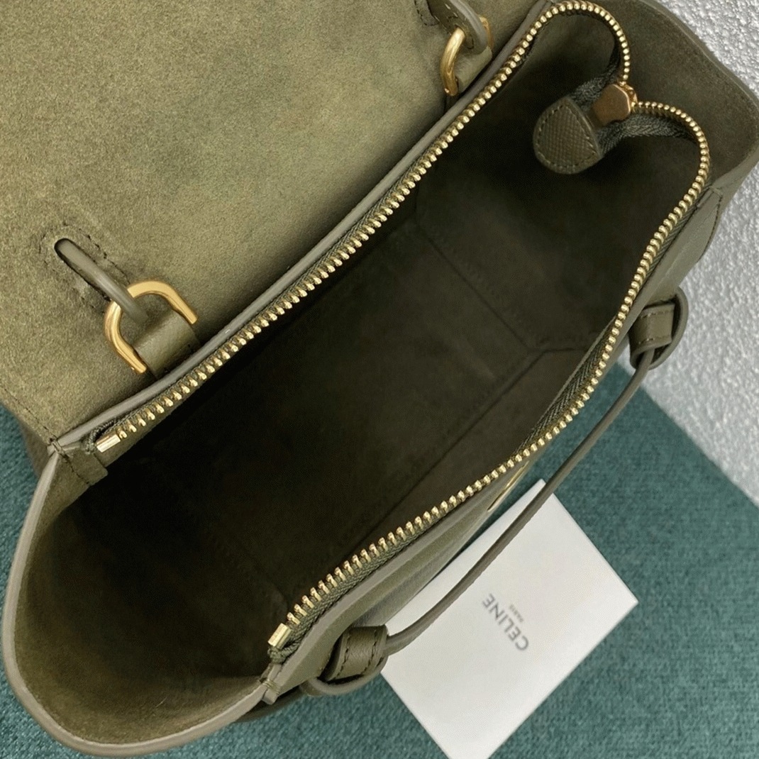 Celine Belt Nano Bag Fake in Army Green