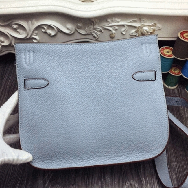 Blue lin fake designer Hermes Jypsiere 31cm handbag
