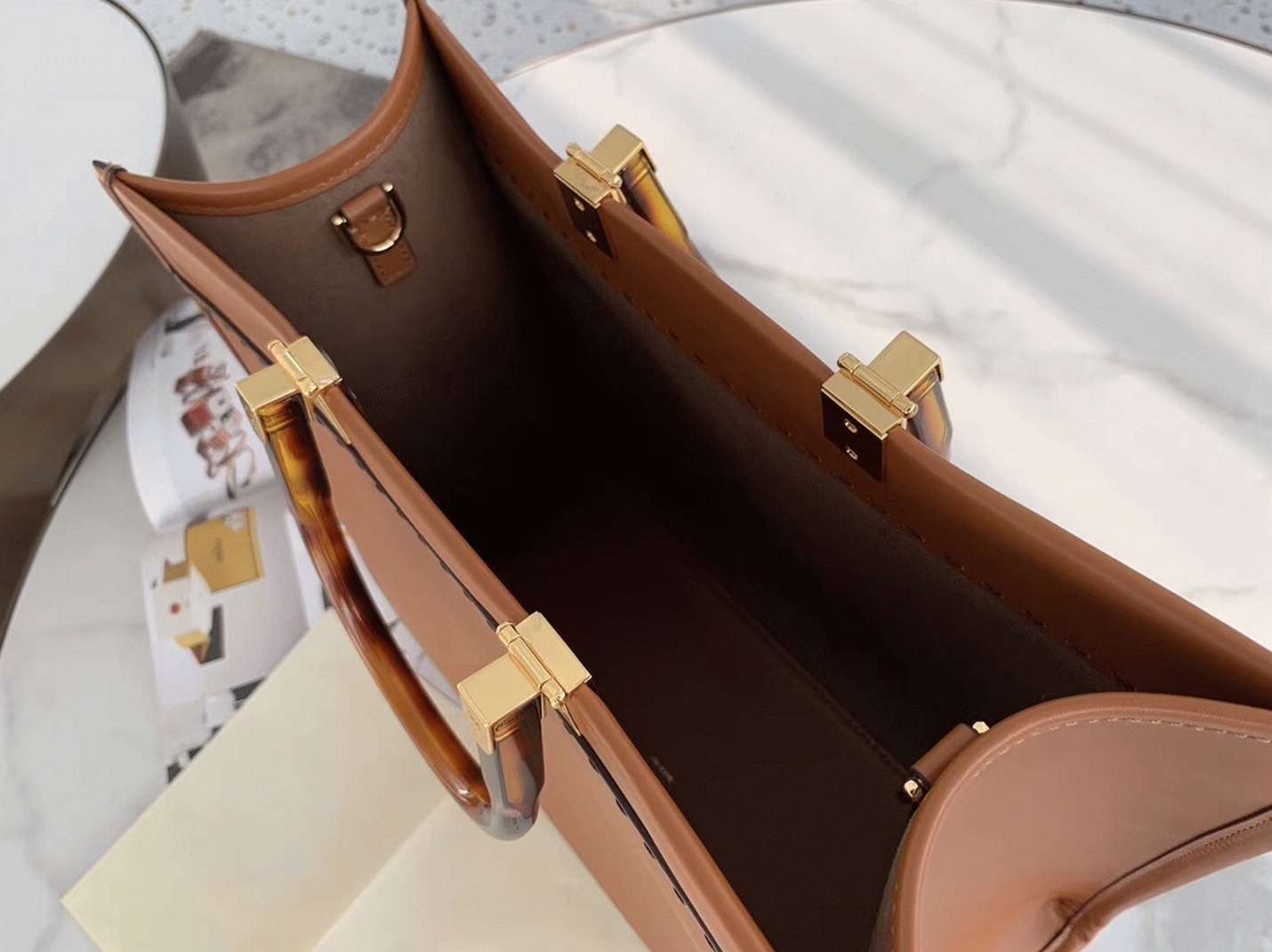 Top Quality Replica Fendi Sunshine Medium Tote Bag In Brown Calfskin