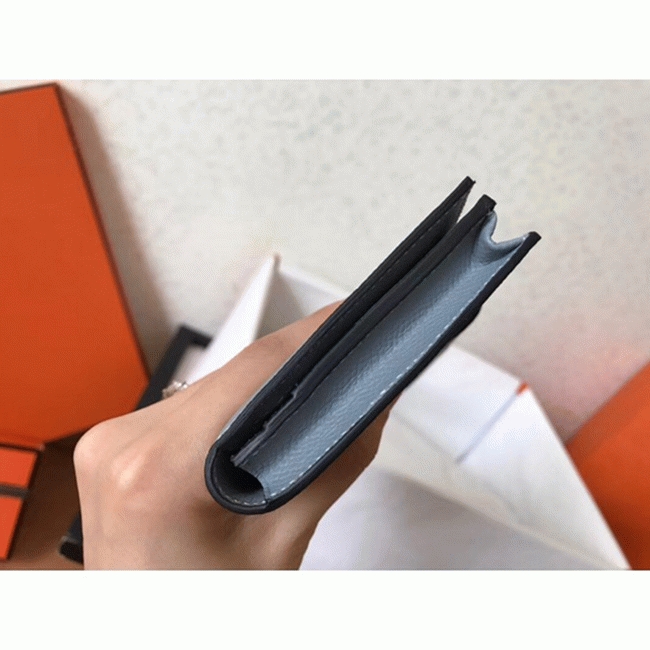 Blue Lin Epsom Fake Hermes Bearn Wallet