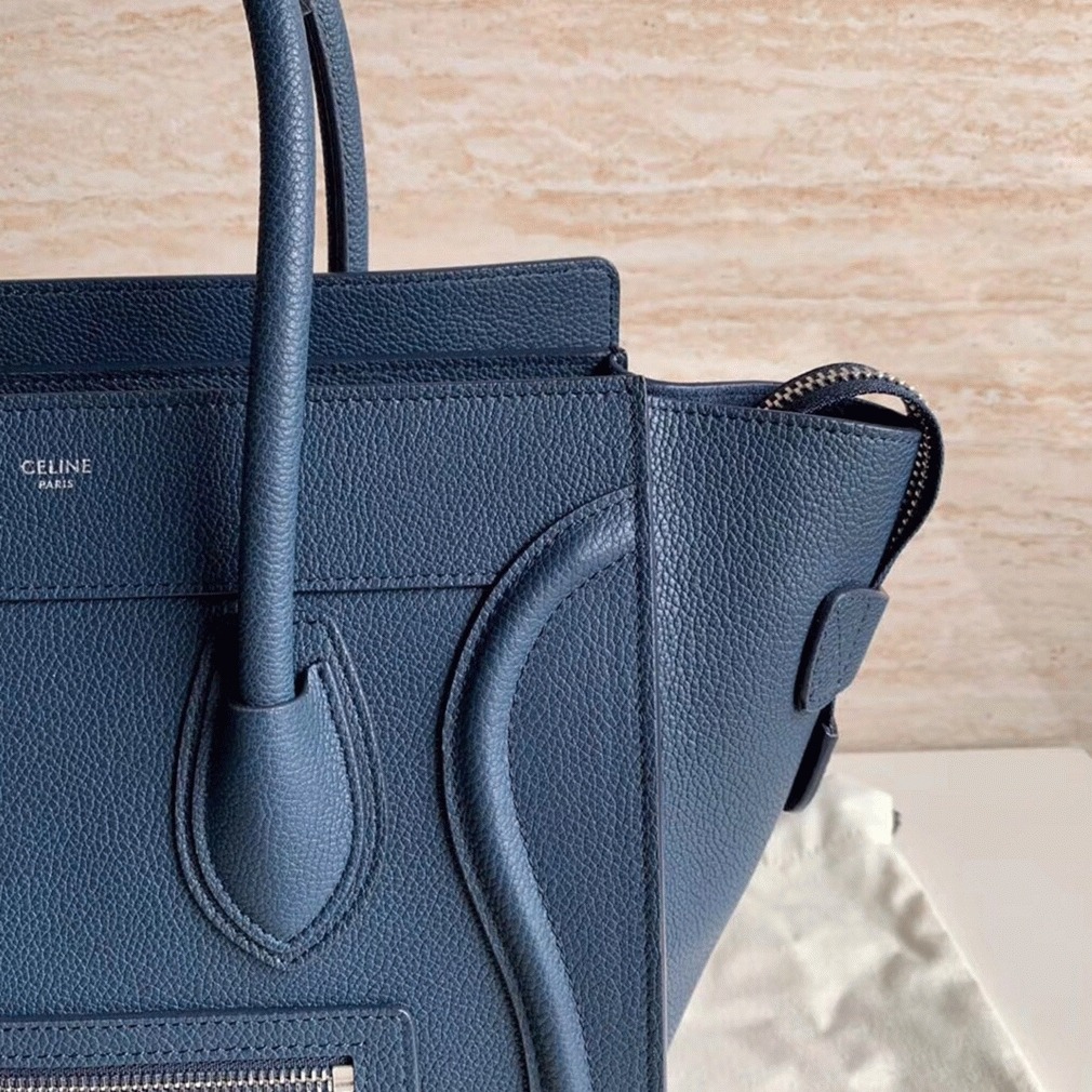 Celine Micro Luggage Tote Bag Imitation in Navy Blue